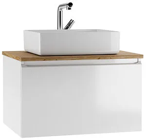 Тумба под умывальник подвесной Домино Senator 70 белый/дуб вотан DS4301T, 1