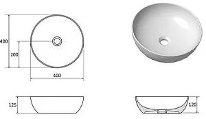 Раковина Ravak Uni 40 B Slim белый XJX01140003 Раковина Ravak Uni 40 B Slim белый XJX01140003, 2