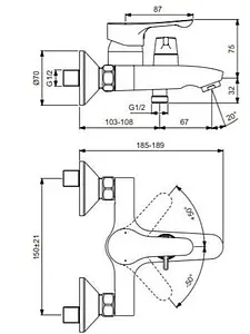 Смеситель для ванны Vidima Wave хром BA416AA, 2