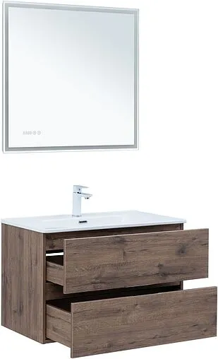 Тумба под умывальник подвесная Aquanet Алвита New 80 дуб веллингтон/табак 00334186