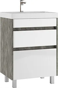 Тумба-умывальник напольная Домино Karlo 60 белый/бетон DK5314T+4627173210164, 1
