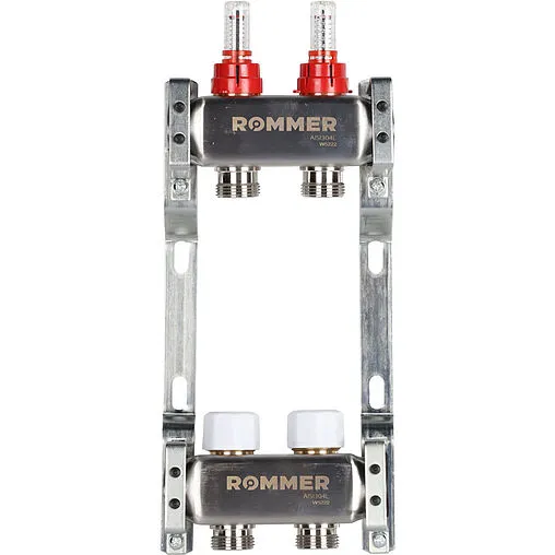 Группа коллекторная с расходомерами 2 отвода 1&quot;в/в x ¾&quot;ек Rommer RMS-1200-000002