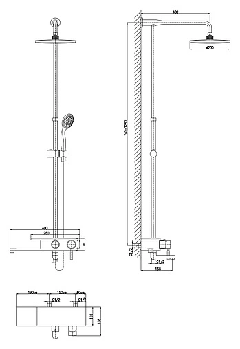 Душевая система со смесителем для ванны Rav Slezak Murray белый/хром MU054.5/3