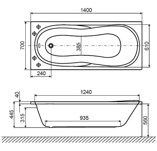 Ванна акриловая Excellent Sekwana 140x70 WAEX.SEK14WH