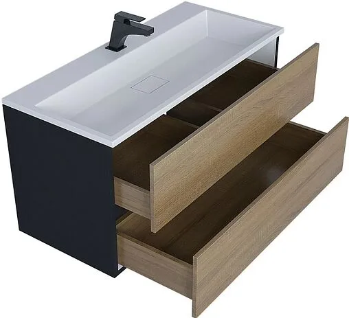 Тумба-умывальник подвесная Uperwood Barsa 100 дуб сонома/чёрный матовый 293020544 Тумба-умывальник подвесная Uperwood Barsa 100 дуб сонома/чёрный матовый 293020544