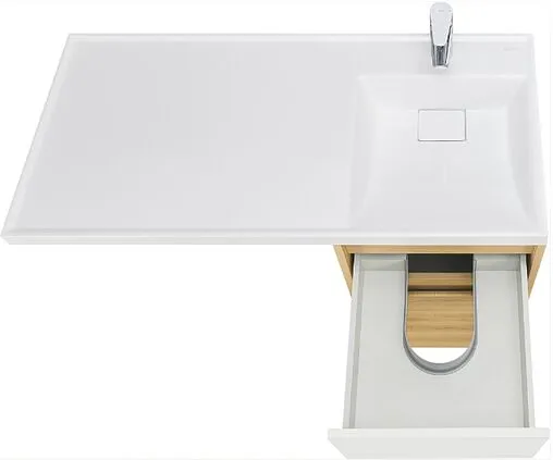 Тумба-умывальник напольная над стиральной машиной Aquaton Лондри 105 R дуб сантана/белый 1A2670K2LH0C0+