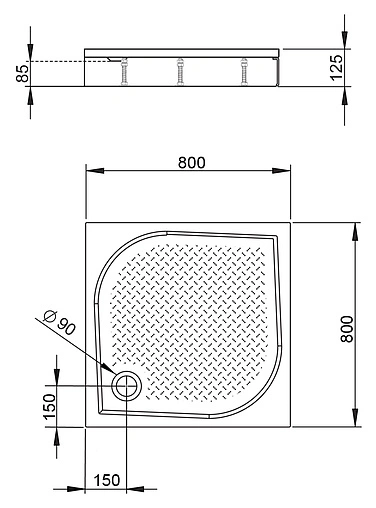 Поддон для душа Radaway Paros С800 MBC8080-03-1