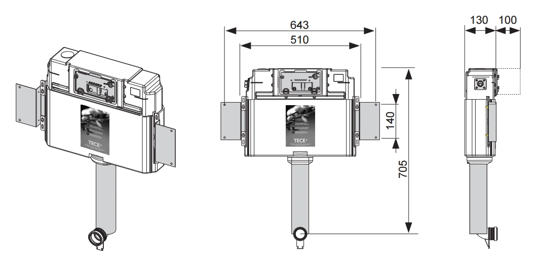 Смывной бачок скрытого монтажа TECE Uni 9041008