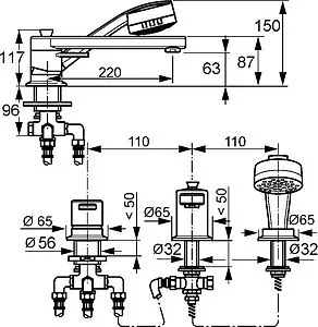 Смеситель на борт ванны на 3 отверстия Kludi Zenta хром 384470575 Смеситель на борт ванны на 3 отверстия Kludi Zenta хром 384470575, 2