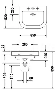 Раковина Duravit Happy D 2 65 белый 2318650000 Раковина Duravit Happy D 2 65 белый 2318650000, 2
