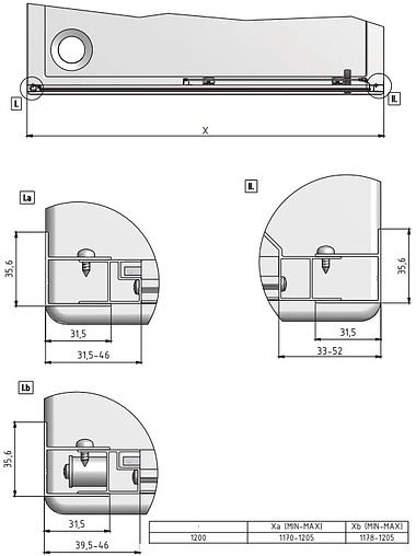 Дверь в нишу 1200мм прозрачное стекло Roltechnik Lega Line LLD2/1200 556-1200000-00-02