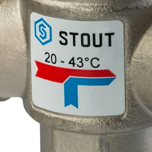 Трехходовой термостатический смесительный клапан 1&quot; +20...+43°С Kvs 1.6 Stout SVM-0020-164325