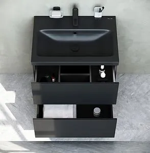 Тумба-умывальник подвесная Am.Pm Gem 60 чёрный матовый M90FHX06022BM+M90WCC0602BM, 5