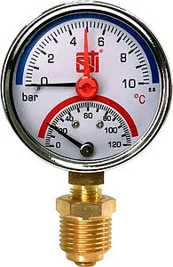Термоманометр радиальный STI 63мм 10 бар 120°С ½&quot; ТМР63-12-10УП, 1