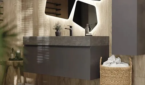 Тумба под умывальник подвесная Raval Facet 120 антрацит Fac.01.120/P/A/RL