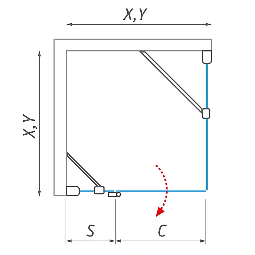 Душевое ограждение 1000x900мм прозрачное стекло Roltechnik Hitech Line HBO1+HBB/1000*900 284-1000000-06-02+286-9000000-06-02