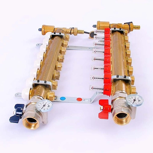 Группа коллекторная с расходомерами 8 отводов 1&quot;в/в x ¾&quot;ек Tiemme 3870003