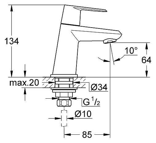 Кран для раковины Grohe Eurodisc Cosmopolitan хром 23051002
