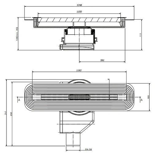 Лоток душевой Set 1150мм h=72мм 0.8л/сек Pestan Confluo Slim Line 1150 13100038