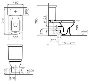 Унитаз-компакт с функцией биде VitrA Serenada белый 9722B003-7205, 2