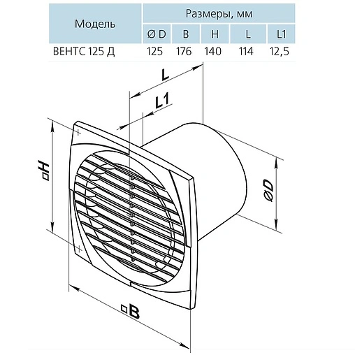 Вентилятор вытяжной Вентс 125 ДВ белый