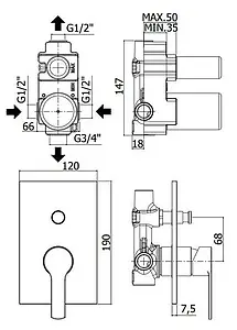 Смеситель для ванны скрытого монтажа Paffoni Red хром RED015CR, 2
