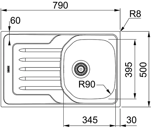 Мойка кухонная Franke Onda Line OLL 611-79 декор нержавеющая сталь 101.0611.832
