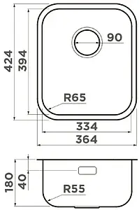 Мойка кухонная Omoikiri Omi 36-U/I-IN нержавеющая сталь 4993485 Мойка кухонная Omoikiri Omi 36-U/I-IN нержавеющая сталь 4993485, 2