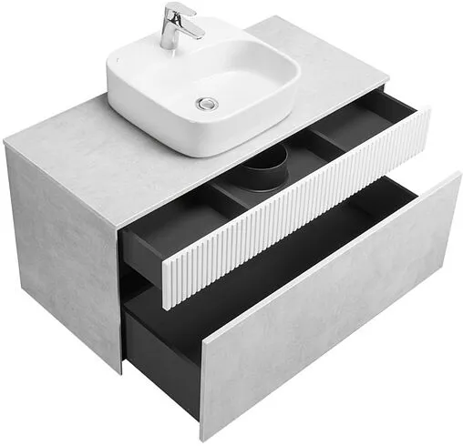 Тумба-умывальник подвесная Aquaton Марбл 100 слэйт/белый матовый 1A2763K0MH4C0