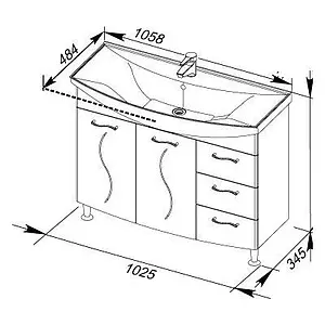 Тумба под умывальник напольная Aquanet Моника 105 белый 00186772, 2