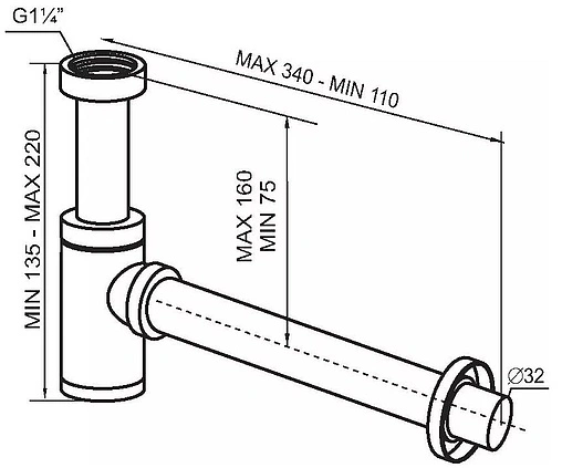 Сифон бутылочный для раковины SantecPro хром AQ4932R Сифон бутылочный для раковины SantecPro хром AQ4932R