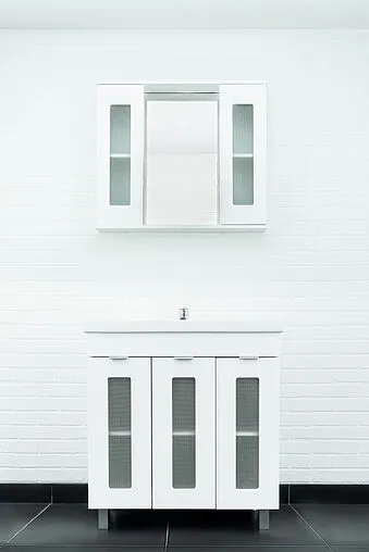 Тумба-умывальник напольная Айсберг Кристалл 80 белый DA1803T+1WH302251