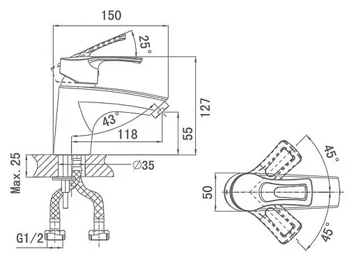 Смеситель для раковины D&amp;K Furth Bayern хром DA1222101