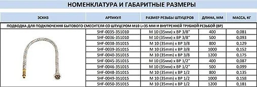 Гибкая подводка для смесителя Stout 0.4м x ⅜&quot;в x М10x1 L35мм SHF-0035-351010