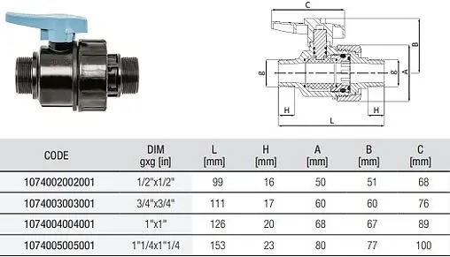 Кран шаровый с американкой ½"н x ½"н Unidelta 1074002002001 Кран шаровый с американкой ½"н x ½"н Unidelta 1074002002001