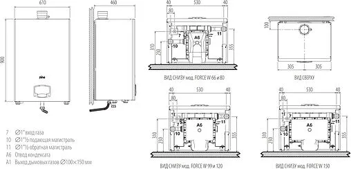 Настенный конденсационный газовый котел одноконтурный турбированный 99кВт Ferroli Force W 99 0MDSDAWA