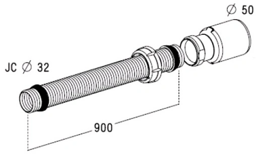 Слив гофрированный Nicoll 6003K 32x50мм L=900мм 0206072