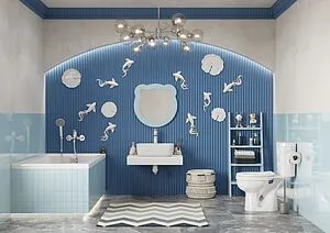 Зеркало Aquaton Каспер Мишка 50 голубой матовый 1A283502CR0E0, 5