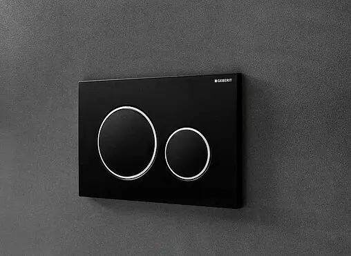 Клавиша смыва для унитаза Geberit Sigma 20 115.882.14.1 кнопки/черный матовый, кольца/хром глянцевый