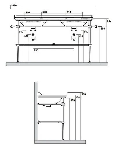 Консоль Kerasan Waldorf 158 золото 9195K2oro Консоль Kerasan Waldorf 158 золото 9195K2oro