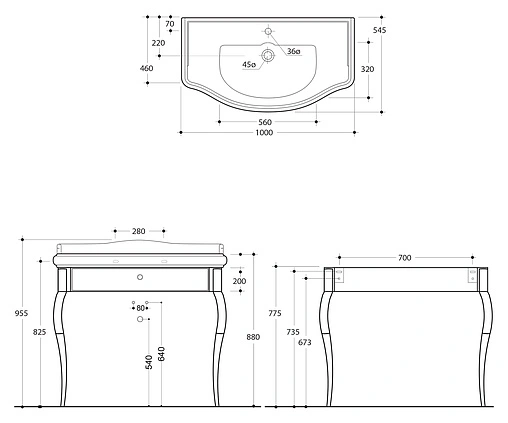 Раковина Kerasan Retro 100 белый 105001*1