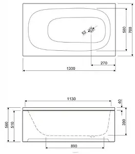 Ванна акриловая Cezares Eco 130x70 Ванна акриловая Cezares Eco 130x70, 2