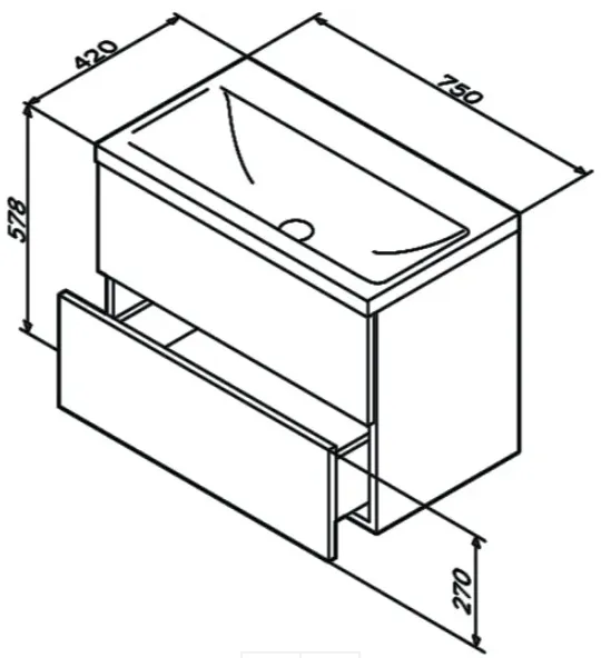 Тумба под умывальник подвесная Am.Pm Gem 75 чёрный матовый M90FHX07522BM, 2