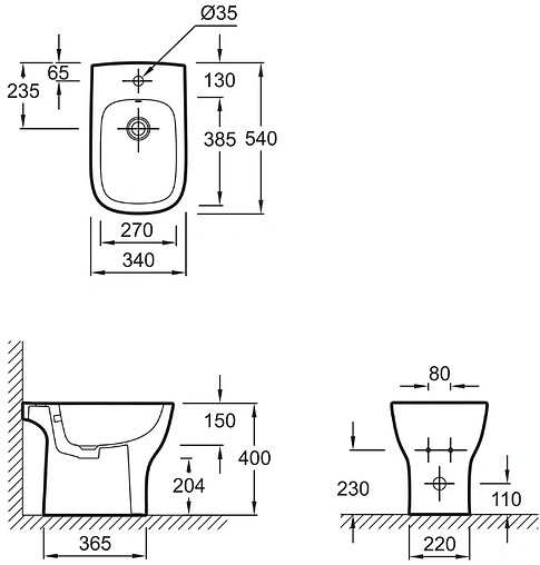Биде напольное Jacob Delafon Struktura белый EBC0002-00