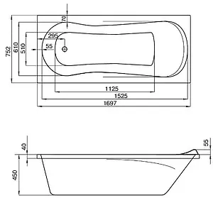 Ванна акриловая Santek Каледония 170x75 1WH302391, 2