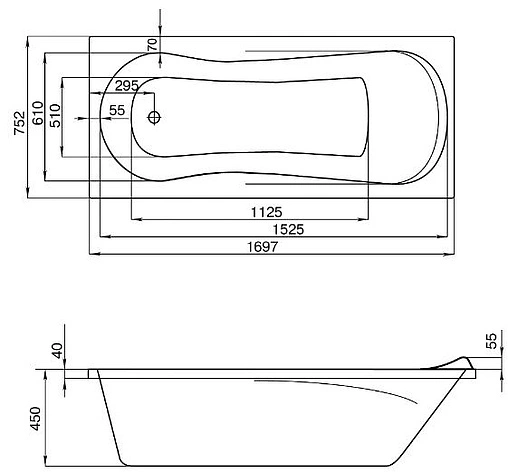 Ванна акриловая Santek Каледония 170x75 1WH302391