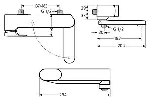 Смеситель для ванны Ideal Standard Moments хром A3914AA, 2