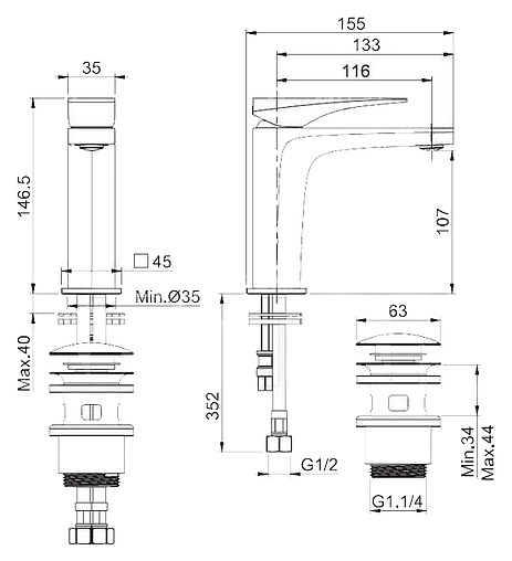 Смеситель для раковины Fima Carlo Frattini Zeta хром F3961NCR