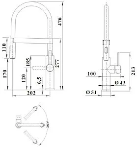 Смеситель для кухни с гибким изливом Blanco Sonea-S Flexo нержавеющая сталь/чёрный 526616, 2