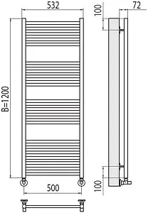 Полотенцесушитель водяной лесенка Terminus Аврора П22 500х1200 полированная сталь 4670078529398, 2